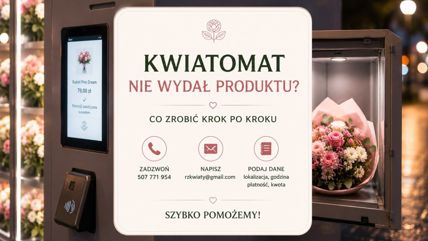 Kwiatomat nie wydał produktu: co zrobić krok po kroku
